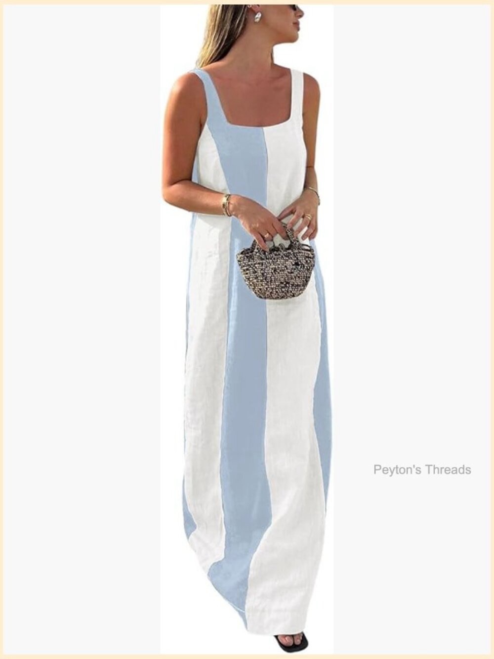 Boutique Stripe Cotton Linen Dress
